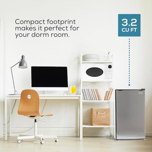 Igloo 3.2 Cu.Ft. Mini Fridge with Freezer - Single Door Compact Refrigerator with Glass Shelves for Homes, Dorms & Offices- Keep Snacks, Drinks & Frozen Foods Cool with Temperature Control Mini Fridge 4