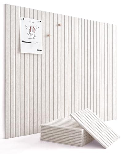 VIVELDA Large Bulletin Board 48"x36" - Office Wall Organizer, Replace your Old Cork Boards for Walls for Office Decor -12-pack Felt Wall Panels to Use in Home Office Decor, Classroom Decor (Limestone)