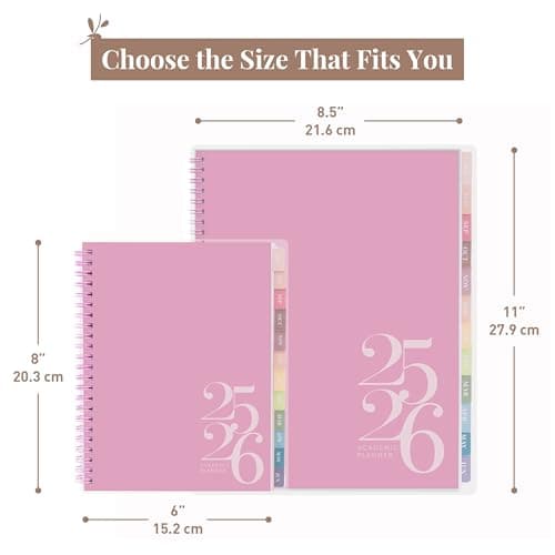Rileys Academic Planner 2025-2026, Daily, Weekly & Monthly Planner, July 2025 - June 2026, Student Notes Pages, Twin-Wire Binding, Weekly Agenda for School & Work (8 x 6-Inches, Pink, Classic) 6