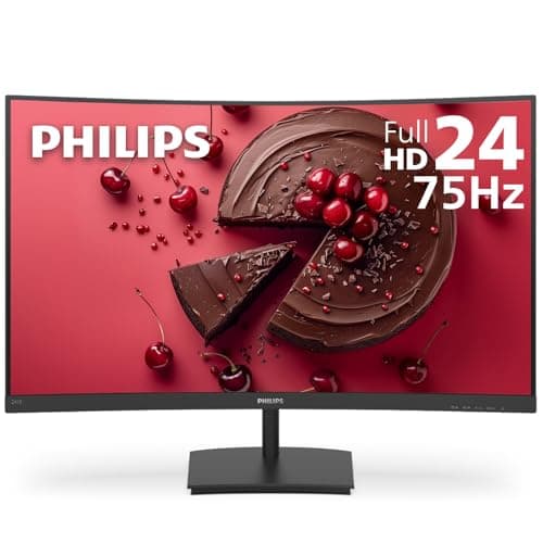 Philips 241E1SCA Curved 24 inch Full HD (1920 x 1080) Monitor, 1500R, HDMI x1, VGA x1, AMD FreeSync, Built-in Speakers, LowBlue Mode, VESA Compatible, 4 Year Advance Replacement Warranty