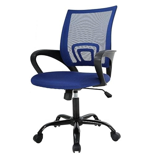 PayLessHere Office Computer Chair Ergonomic Cheap Desk Chair Adjustable Comfortable Mid Back Task Rolling Swivel with Lumbar Support for Home Office (Pack of 1, Blue)
