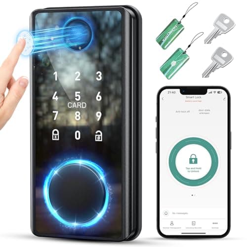 Yedop Keyless Entry Smart Deadbolt Lock – Keypad Fingerprint Touchscreen & App Control, Smart Door Lock, Easy Install for Home/Office, Auto-Lock