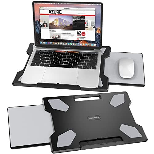 DeskLogics Laptop Lap Desk for Bed & Couch, Portable Laptop Lap Pad with Retractable Left/Right Mouse Pad, Stable & Comfortable Lap Tray for Sofa, Travel, Writing & Home Office