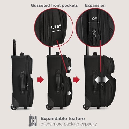 U.S. Traveler Rio Lightweight Softside Rolling Carry-on Suitcase, 2-Wheel Single, Black 5