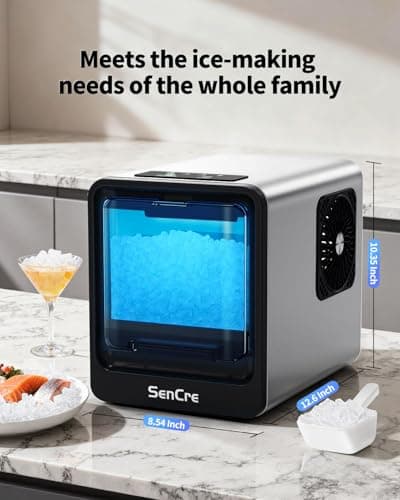SenCre Nugget Ice Maker Countertop with Auto Water Refill, 42lbs/Day Stainless Steel Ice Machine with Pull-Out Drawer ＆ One-Click Self-Cleaning, Portable Ice Makers for Home/Kitchen/Office 9