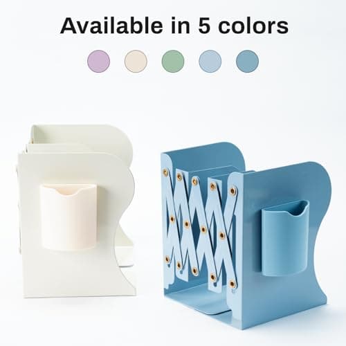TAKORUY Adjustable Bookends, Desktop Bookshelf, Book Ends for Shelves, Book Ends for Heavy Books, Magazine Holder (Dark Blue) 5
