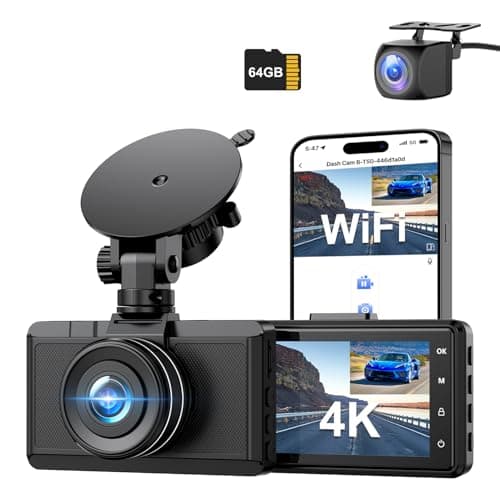 Dash Cam Front and Rear Camera, CHORTAU 3Inch Screen WiFi Dash cam, 2.5K+1080P Dash Camera for Cars, Dashboard Camera with Free 64GB Card, Type-C Port, Parking Monitor, Super Night Vision