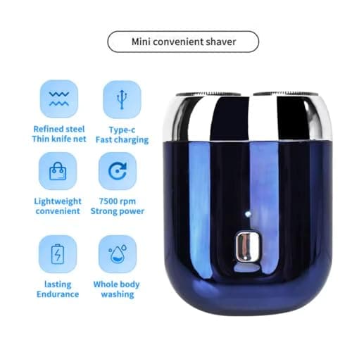 Mini Electric Shaver, IPX-7 Waterproof Razor Portable Mini Electric Men's Shaver (Green) 7