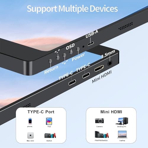 StarXnDa 17.3''Portable Laptop Monitor,2.5K (2560 * 1440p) 144hz IPS HDR Gaming,HDMI USB-C Ports Magnetic Case & VESA Portable Monitor for Laptop PC Mac Switch PS5 Xbox 5