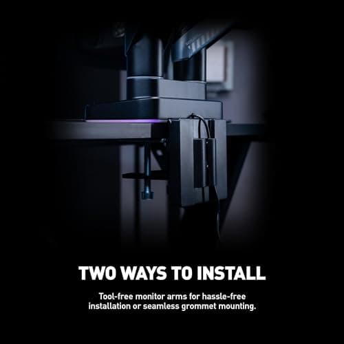 MSI MPG MT201DR - Premium RGB Dual Monitor Stand Arms, 17-35" Support, VESA Compatible, Adjustable Heavy Duty Gas Spring Mount, 44 lbs per Screen Capacity, Clamp & Grommet, Quick Release Plate - Gray 11