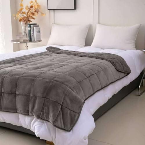 MENHIRY Sherpa 7lb Weighted Blanket for Adult, Both Sides Reversible Velvet Soft Plush Weighted Heavy Blanket for All Season Grey 40in*60in 5