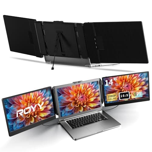 Laptop Screen Extender Triple Monitor - 14" Portable Monitor FHD 1080P Attachment Extra Screen Compatible with Windows Mac Dex Chrome Travel Work Fits 13-17" Laptops