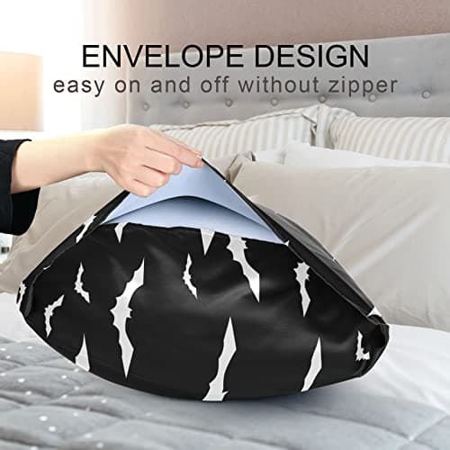 Dalzium Satin Pillowcase for Hair and Skin, Halloween Bats Silk Pillowcase Soft and Cozy Body Pillow Covers, Standard Size Satin Pillow Cases with Envelope Closure(20x26 Inch), 1PC 7