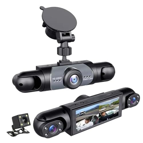 Saker Full View Car Dashcam System, 360° 4 Channel Dash, 1080P Full HD Recording Car Dash Camera System with 64GB SD Card, Parking Mode, G-Sensor, Plug-in Power for Taxi, Fleet, and Family Vehicles