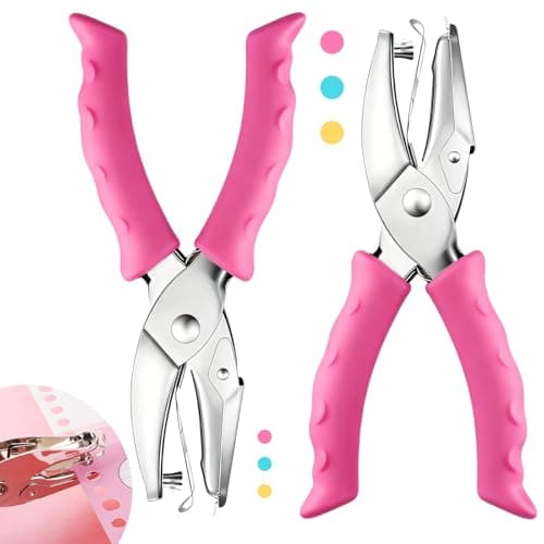 CNTVO Single Hole Punch, 2 Pcs 1/4" and 1/8" Hole Puncher with Pink Soft Grip for Home, Office and Classroom, Handheld Circle Small Hole Paper Punch for Crafts, Scrapbooks, Tags, Tickets