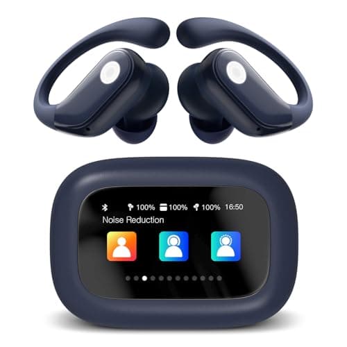jaddsa Wireless Earbuds, ANC Noise Cancelling Sport Ear Buds with Multifunctional Touch Screen, Bluetooth 5.4 Headphones, Bass Stereo Sound, 5 EQ Over-Ear Earbuds for Sports/Workout/Gym-Dark Blue