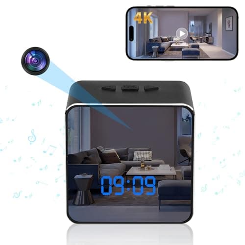 Yuehetian Hidden Camera Bluetooth Speaker, 4K HD WiFi Hidden Cameras Clock with Video Night Vision Motion Detection, Clock Camera Spy Cam, Hidden Cameras for Home Security Indoor