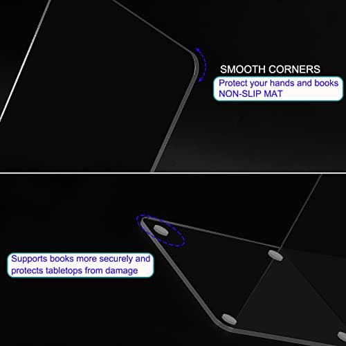 Adwikoso Clear Acrylic Book Ends, 6 Pcs Bookends for Shelves, Non-Slip Book Holder Stand, Decorative Book Stoppers for Heavy Duty Books Office Desktop Organizer 5