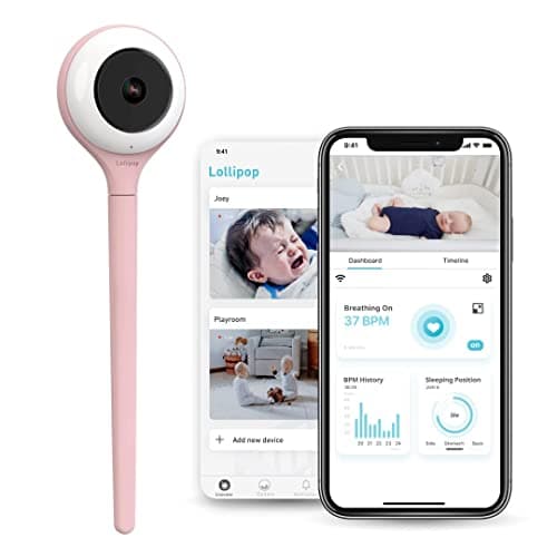 Lollipop Baby Monitor Upgraded Smart Wi-Fi Camera of True Crying Detection, Two-Way Audio, Infrared Night Vision – Ideal Gift for Baby Shower – Cotton Candy