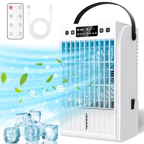 Portable Air Conditioners, 4 Wind Speeds 1500 ML Quiet Portable AC with Remote, 2 Speeds Humidifier & 2-6H Timer Evaporative Air Cooler, 7 Color Light Personal Cooling Fan for Home Office Room Bedroom