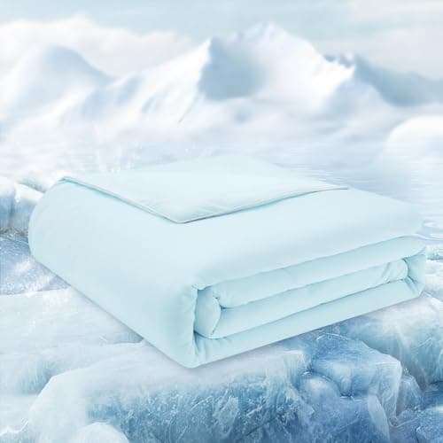 HOMELYSIAN Cooling Comforter King Size, Cooling Blanket for Hot Sleepers, Lightweight Comforter, Light Blue