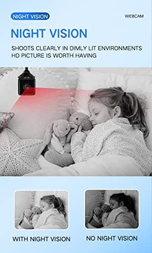 Mini Indoor Wireless WiFi Camera 4K Small Home Security Cameras Body Small Outdoor Camara Micro Nanny Cam Pet Dog Babysitter House Security Cams Room Cams No Need Wifi Cam Compatible with Android 7