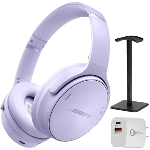 Bose QuietComfort Bluetooth Headphones, Wireless Headphones with Active Over Ear Noise Cancelling and Mic, + Green Extreme 20W 2-Port Wall Charger (Chilled Lilac)
