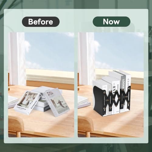 ALXBSONE Adjustable Book Ends Expandable Metal Bookends for Shelves Bookends for Heavy Books for Office, Books, Journals, Extends up to 19 Inches(Black) 5