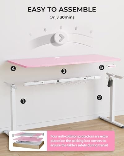 SIAGO Electric Standing Desk Adjustable - 48 x 24 Inch Sit Stand up Desk with Cable Management - 3 Memory Preset Adjustable Height Table 6