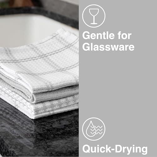 T-Fal Premium Waffle Dish Cloths: Highly Absorbent, Super Soft Long Lasting - 100% Cotton, 12"x13" Towel for Cleaning & Drying, (8-Pack), Gray 5