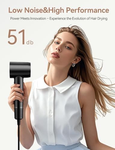 Hair Dryer,150000 RPM High-Speed Blow Dryer 500 Millions Negative Ionic Care Hair Dryer for Fast Drying, 51dB Low Noise Thermo-Control Hairdryer with Magnetic Diffuser & Nozzle for Children,Women,Men 5