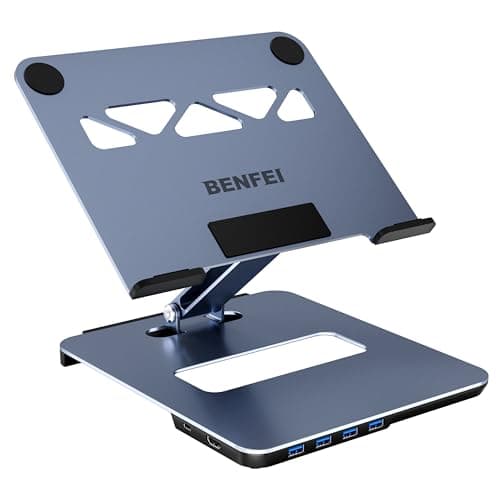 BENFEI Laptop Stand with USB C 6in1 Docking Station, HDMI 4K@60Hz, 4*USB3.0, 100W PD Compatible with MacBook Pro/Air, iPad Pro, XPS, Thinkpad