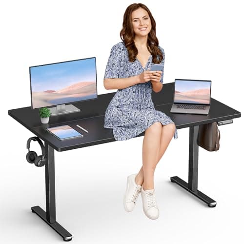 Zelimon Electric Standing Desk 55" Adjustable Height Sit to Stand Desk Modern Height Adjustable Base with Memory Controller Student Black Desk