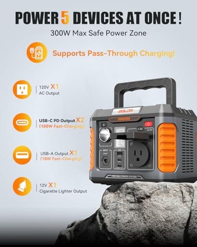 BALDR Portable Power Station 300W 231Wh Power Bank with 100W Two-Way Fast Charging 2Hr to 80% 120V Pure Sine Wave AC Outlet Solar-Ready for Camping and Emergencies. (Solar Panel Optional) 6