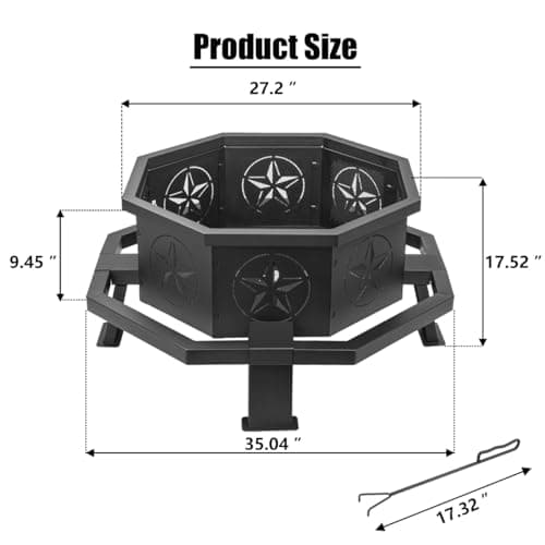 Verdeluxe 35 Inch Octagonal Fire Pit,Outdoor Fire Pit,Wood Burning Firepit for Bonfire,Firepits for Outside,Camping, Backyard, Patio,Bonfire,Garden 5