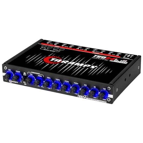 Taramps TEQ 7.4 Stereo 7-band Graphic Equalizer Car Audio Rca Input/Output, Auxiliary Gain, Fader Control 2 Input Channel 3 Output Channel, Blue LED Sound Equalizer