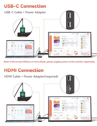 HotYeah 23.8" 100Hz Portable Monitor, 1080P FHD 100% sRGB IPS USB-C HDMI Large External Monitor, Home Gaming 2nd Screen w/180° Adjustable Kickstand for MacBook, Laptop, PC, Phone, Tablet, Switch, PS5 7