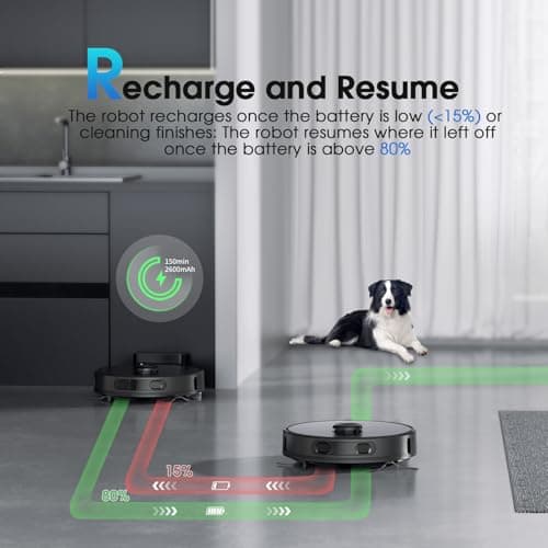Robot Vacuum and Mop Combo, Robotic Vacuums Cleaner with LiDAR Navigation, Smart Mapping, Strong Suction, with WiFi/App/Alexa/Voice Control, Obstacle Avoidance, for Home, Wood/Hard Floors, Pet Hair 7