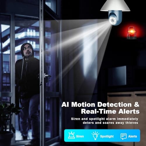 AlkiVision 2K Light Bulb Security Cameras, 2.4GHz-1pcs, White 7