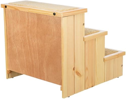 Trixie Wooden Dog Stairs with Nonslip Carpet - 3 Step Pet Stairs for Beds and Couches - with Additional Storage Space - in Natural 5