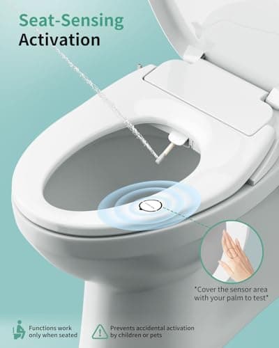 SR SUN RISE Electric Bidet Toilet Seat Elongated - Dual Nozzles for Female & Hip, Comfort Heated Seat & Air Dryer, 6 Wash Modes, Remote & Knob Control, Silent Close Lid, Nightlight, Ultra-Slim 6