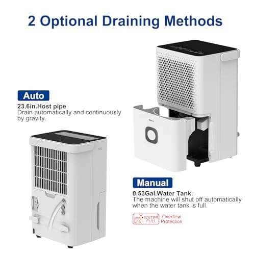 Shinco 30 Pints Dehumidifier for Home and Basements, 1500 Sq.Ft Dehumidifiers with Drain Hose, Auto or Manual Drainage, Auto Defrost, Quietly Remove Moisture, Activated Carbon Filter, 24HR Timer 5