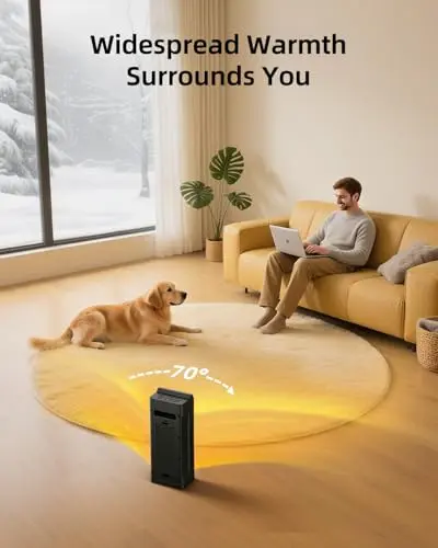 Space Heater, Electric Heaters for Indoor Use with Thermostat, Remote, 1-12H Timer, 70°Oscillation and Overheat Protection, 1500W PTC Ceramic Fast Safety Heat, Portable Heater for Office (Black) 6