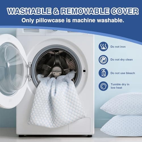 Favocama Cooling Pillow for Sleeping, Shredded Memory Foam Pillows Queen Size Set of 2, Double Sided Cooling Bed Pillows for Hot Sleepers, Side Back and Stomach Sleepers 7