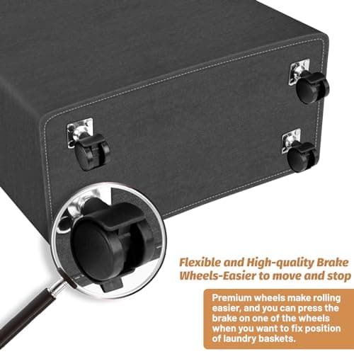 EpicTotes 24.4-Inches Rolling Slim Laundry Basket on Wheels, Collapsible & Waterproof Laundry Hamper, Freestanding Narrow Corner Clothes Bins with Easy Carry Handles for Clothes at Home, Grey 5