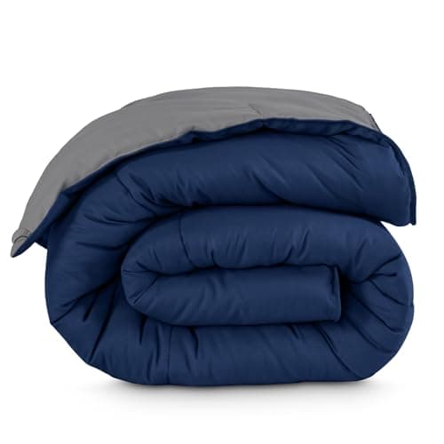 Bare Home Comforter - Twin/Twin Extra Long - Reversible Colors - Goose Down Alternative - Ultra-Soft - Premium 1800 Series - All Season Warmth - Bedding Comforter (Twin/Twin XL, Dark Blue/Grey)
