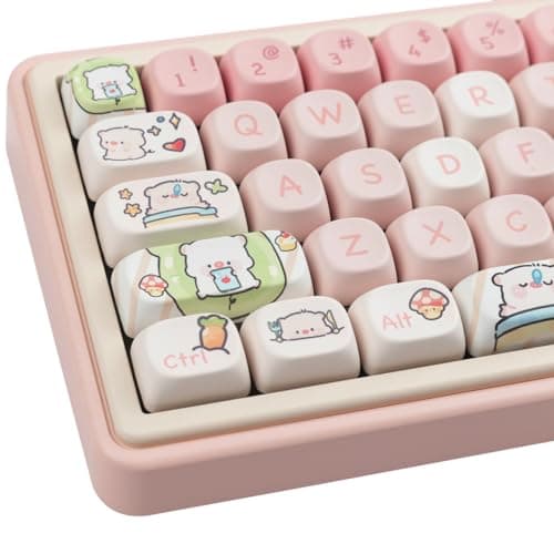 Hyekit PBT Keycaps - 145 Keys MOA Profile Pink Pig Keycaps, Dye-Sublimation Cute Keycap Set for Cherry Gateron MX Magnetic Switches Mechanical Keyboard