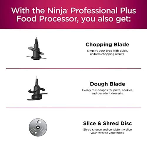 Ninja BN601 Professional Plus Food Processor 1000-Peak-Watts with Auto-iQ Preset Programs Chop Puree Dough Slice Shred with a 9-Cup Capacity and a Silver Stainless Finish (Renewed) 9