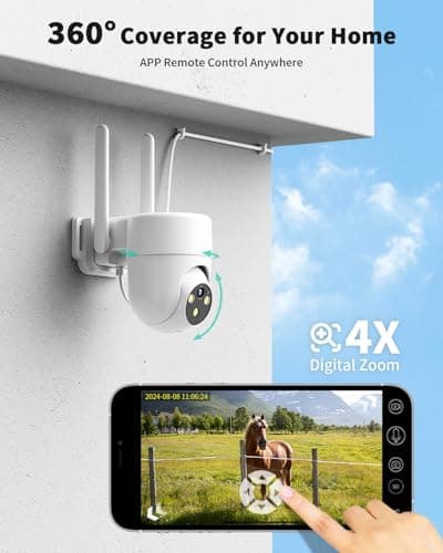 LIWAN 4G LTE Cellular Security Camera Wired Outdoor, No WiFi Security Camera, Plug-in for 24/7 Recording, 360° View, 2K Color Night Vision, 2-Way Talk, Built-in SIM Card and 32G Memory Card, White 6