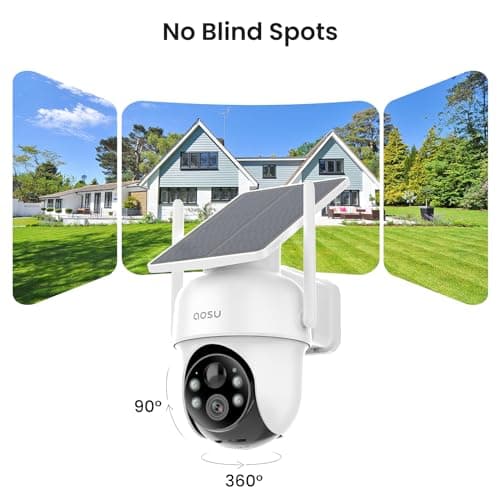 AOSU Solar Security Cameras Wireless Outdoor,4 Cam Kit 2K Doorbell Camera Wireless, No Subscription, No Monthly Fee. 6